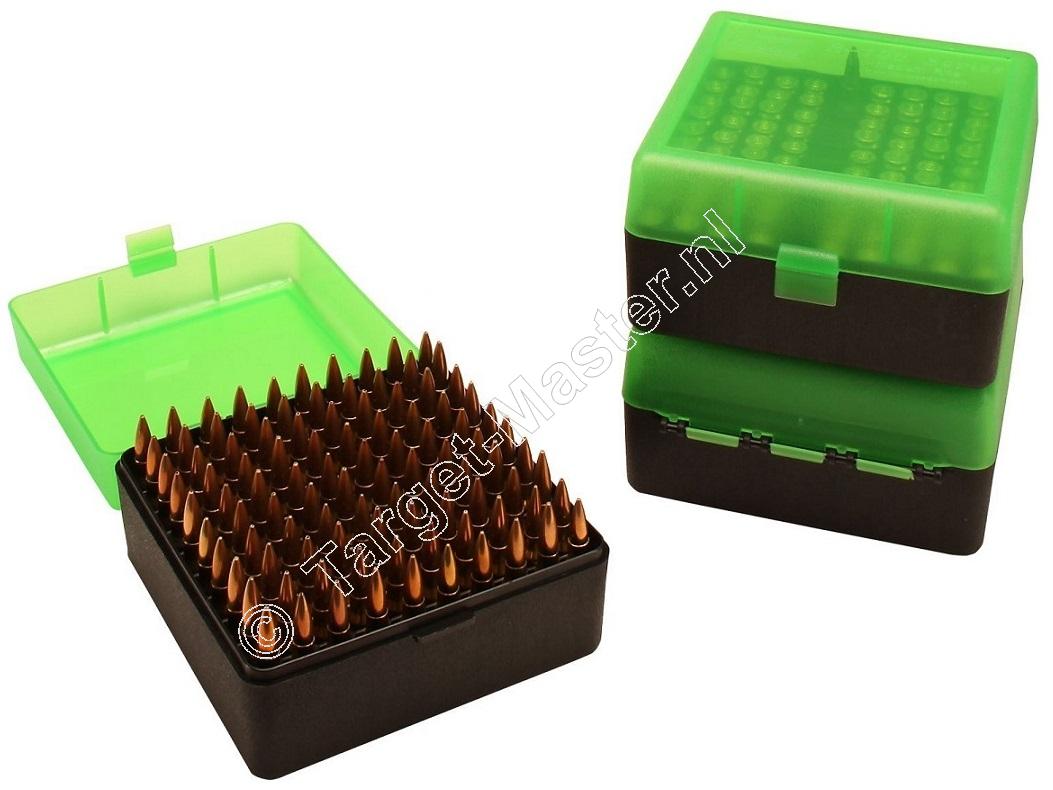 MTM RM100 Ammo Box CLEAR GREEN / BLACK content 100